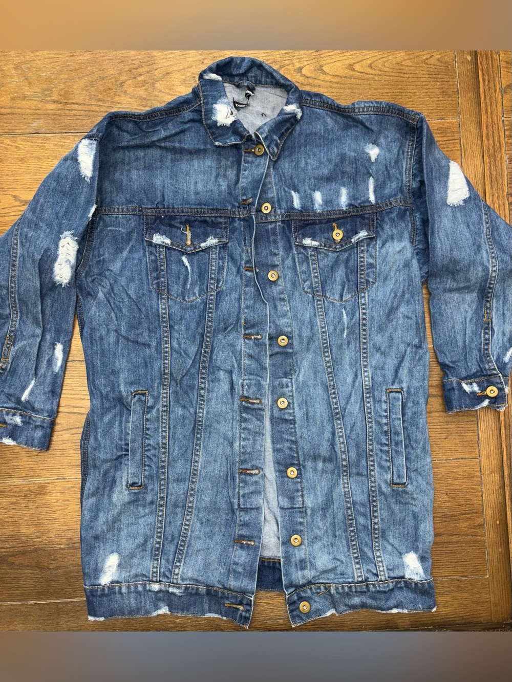 Women’s Oversized Distressed Blue Denim Jacket